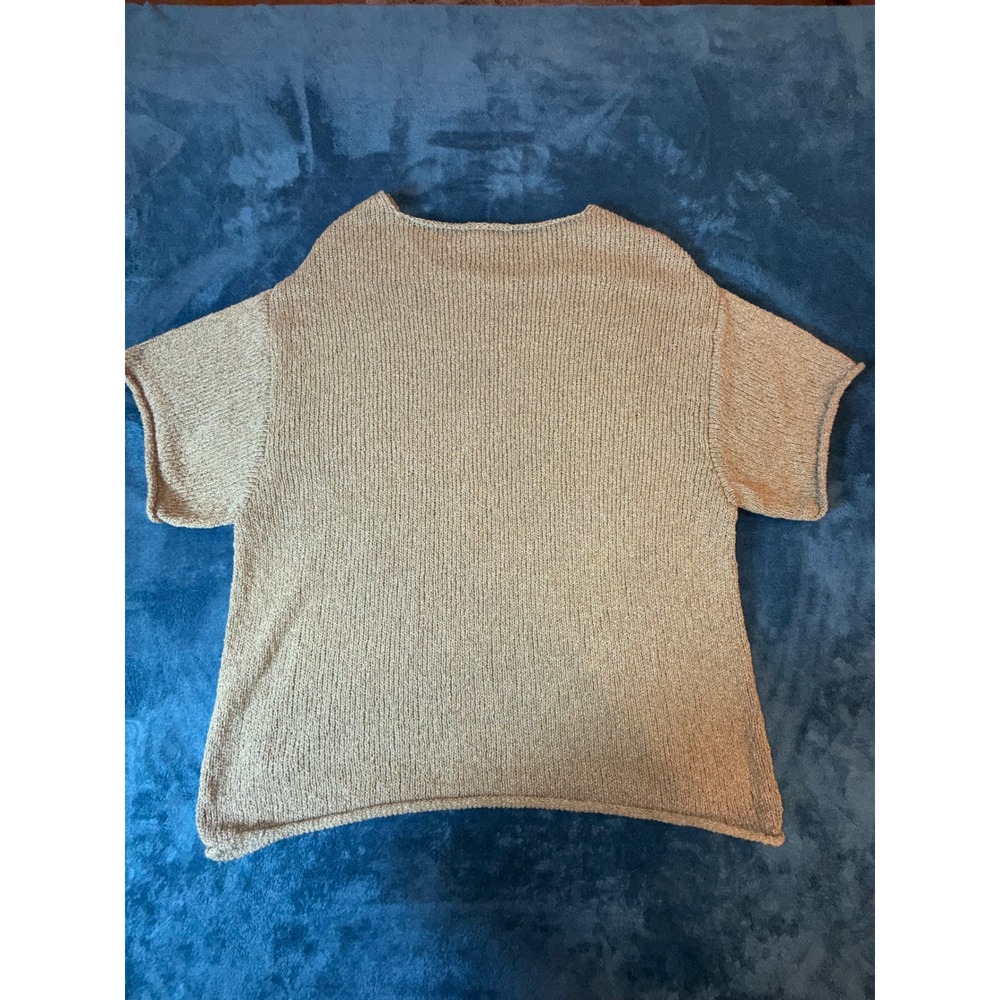 ASOS DESIGN Mens Short Sleeve Knit Sweater Olive Green Khaki Textured Top Small - Picture 2 of 3